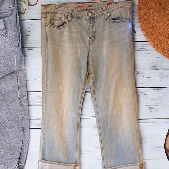 Trendy Bootcut/wide leg cuffed up jeans. Baby blue. Super soft and comfortable. - Picture 9 of 15